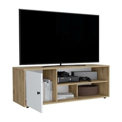 RTA DESIGN - Mesa Para Tv Noah Macadamia y Blanco Vainilla