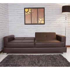 SOFA MARKET - SOFA CAMA KUBIK 3 PUESTOS ECOCUERO CAFÉ